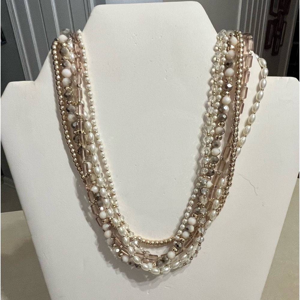 NWT LOFT 6 strand mixed pear and bead necklace